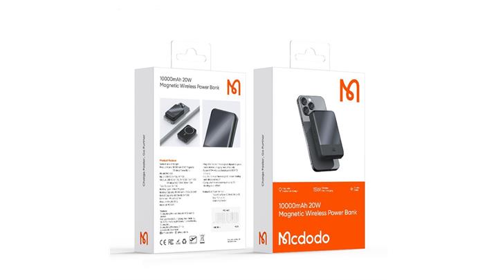 پاوربانک وایرلس مگ سیف 20 وات 10000 میلی آمپر مک دودو مدل Mcdodo Magnetic WirelessPower Bank 10000mAh 20W