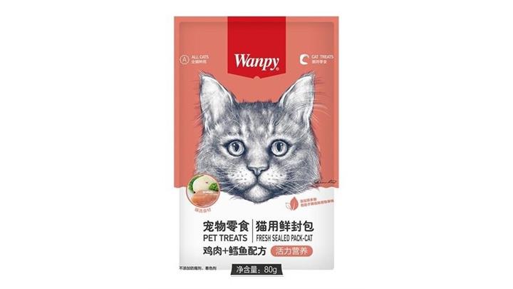 پوچ گربه با طعم مرغ و ماهی قزل آلا برند ونپی Wanpy وزن 80 گرمی