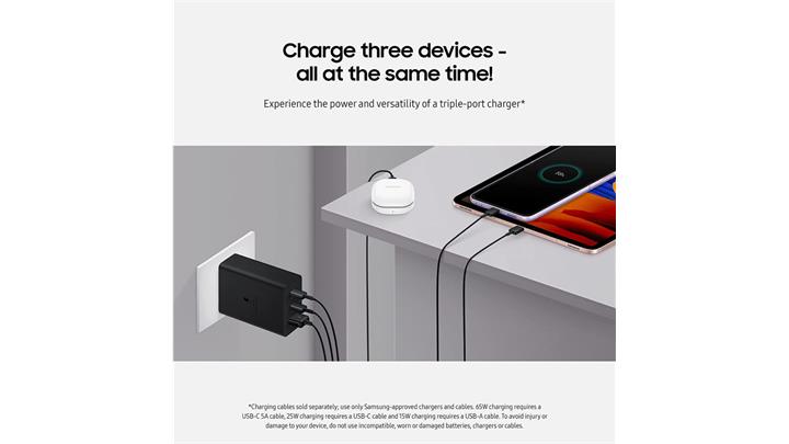 آداپتور و شارژر دیواری 65 وات سامسونگ SAMSUNG Power Adapter Trio