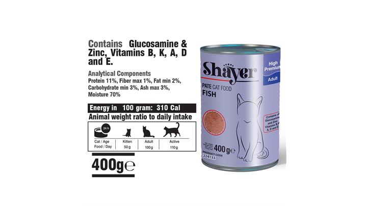 کنسرو گربه پته ماهی 400 گرمی شایر Shayer
