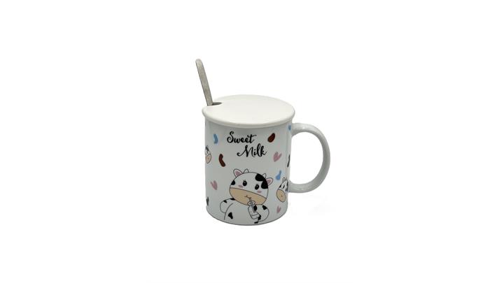 ماگ سرامیکی درب دار طرح گاو Sweet Milk