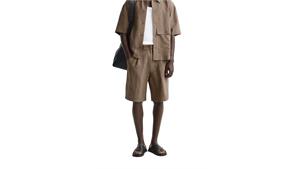 شلوارک پلیسه دار مردانه اورجینال مدل creased_effect pleated bermuda short برند zara