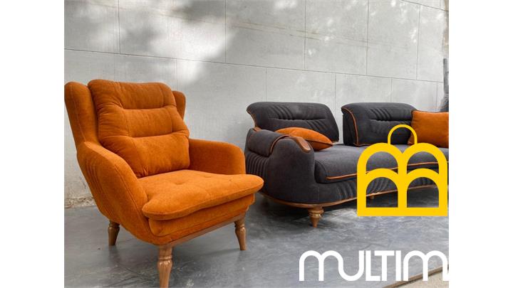 مبل راحتی 7 نفره مدل بولگاری رنگ طوسی تیره