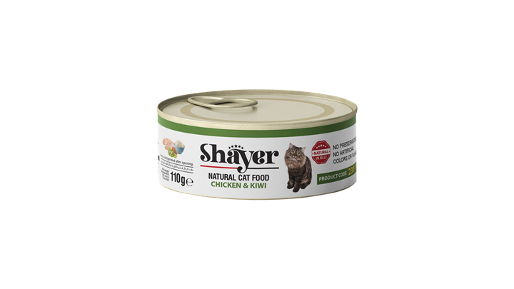 کنسرو گربه نچرال طعم مرغ و کیوی 110 گرمی شایر Shayer