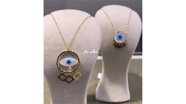 گردنبند با پلاک چشم نظر طرح دایره ایی آویزان