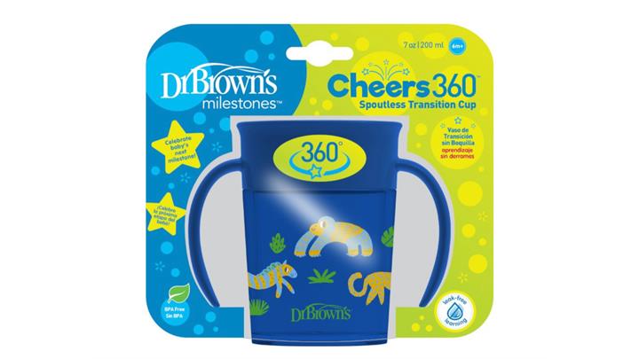 لیوان آبمیوه خوری 360 درجه 200 میلی لیتر رنگ آبی برند دکتربراوون Dr Browns 