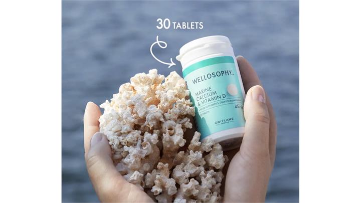 قرص کلسیم دریایی و ویتامین D اوریفلیم WELLOSOPHY Marine Calcium and Vitamin D