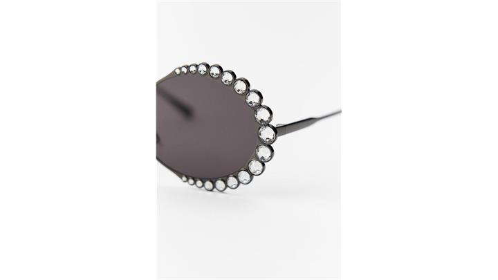 عینک آفتابی زنانه OVAL SUNGLASSES WITH SHINY STONES اورجینال برند zara