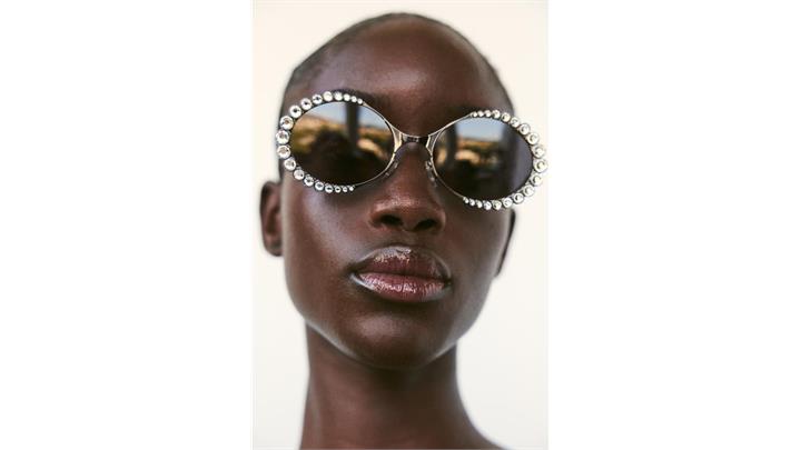 عینک آفتابی زنانه OVAL SUNGLASSES WITH SHINY STONES اورجینال برند zara