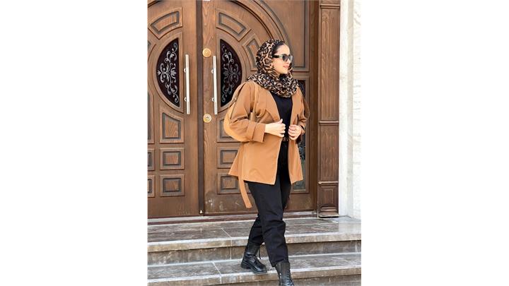 ترنچ کت کوتاه زنانه فری سایز
