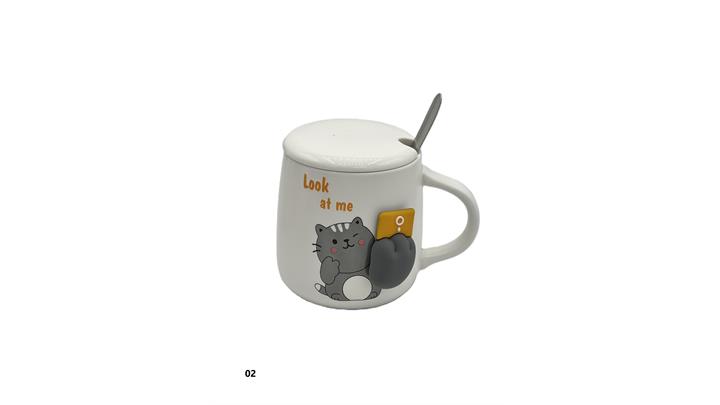 ماگ سرامیکی درب دار طرح خرس Look at me کد 02