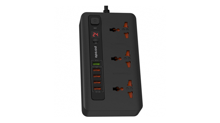 چند راهی و محافظ برق مدل پرودو - PD-5P3SQC Porodo Power Socket USB Hub PD-5P3SQC - Black code 03