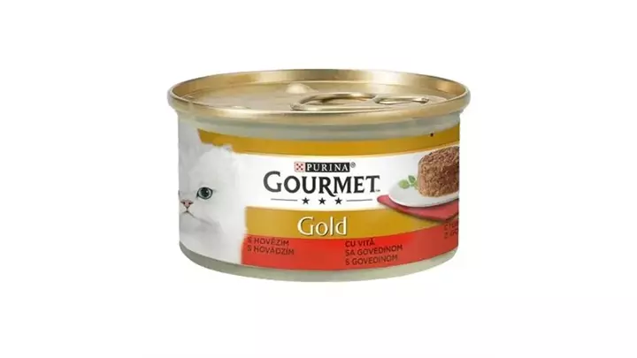 کنسرو گربه طعم گوشت گاو برند گورمت Gourmet وزن 85 گرم