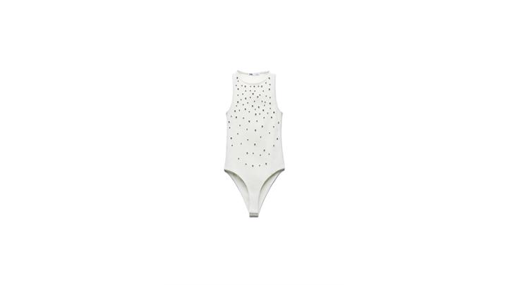بادی زنانه اورجینال RHINESTONE RIBBED BODYSUIT برند zara