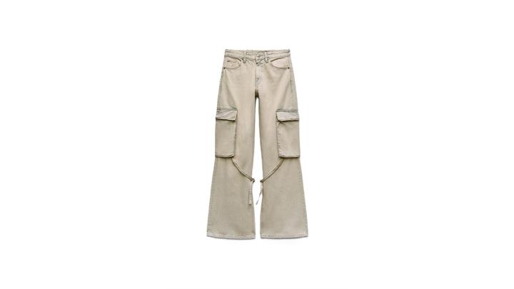 شلوار زنانه اورجینال TRF CARGO MID-RISE JEANS برند zara
