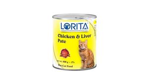 کنسرو مخصوص گربه، مرغ و جگر، پاته، در دو وزن 400 و 800 گرمی، لوریتا(Lorita) کد361