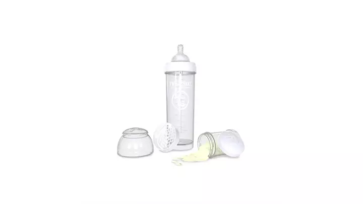 شیشه شیر آنتی کولیک رنگ صورتی پاستل ظرفیت 330 میلی لیتر برند تویست شیک twistshake 