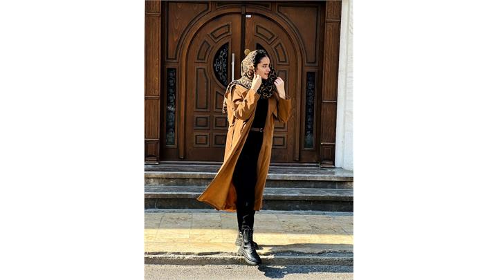 ترنچ کت بلند زنانه فری سایز