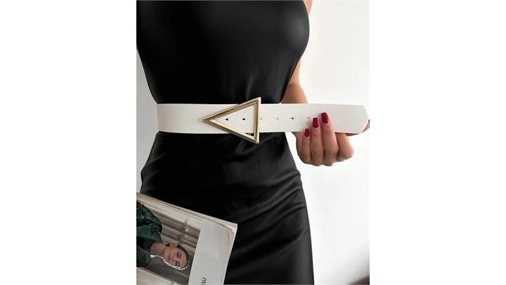 کمربند زنانه coaksco Triangle Gold Detailed Belt اورجینال برند coaksco