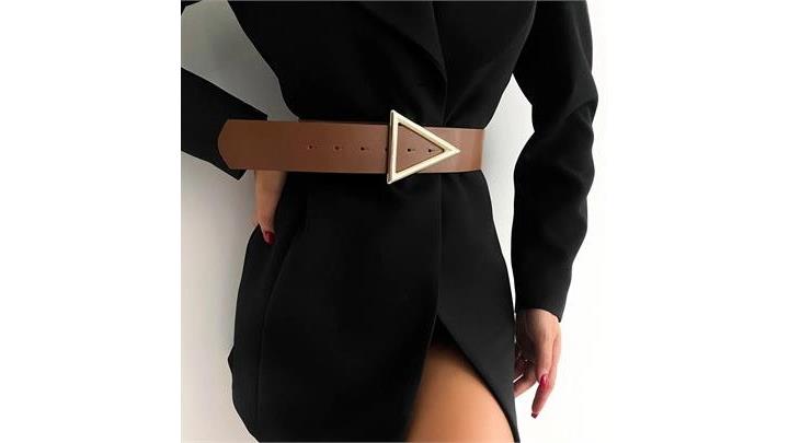 کمربند زنانه coaksco Triangle Gold Detailed Belt اورجینال برند coaksco