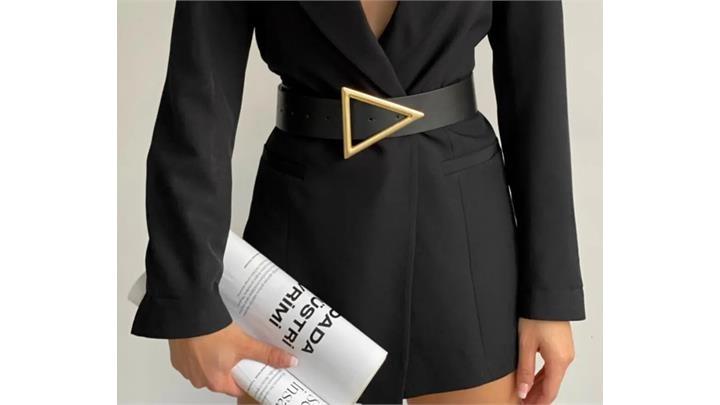 کمربند زنانه coaksco Triangle Gold Detailed Belt اورجینال برند coaksco