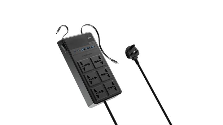 چندراهی برق پاورولوژی Powerology 2500W 6AC Power Strip with Built-In Retractable Cables PWCUQC030