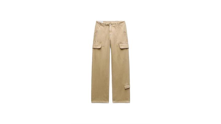 شلوار زنانه اورجینال MID WAIST ADJUSTABLE STRAP CARGO PANTS برند zara