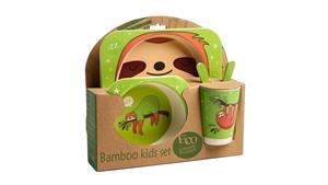 ظرف غذا خوری کودک 4 تکه بامبو طرح راکون Yookidoo