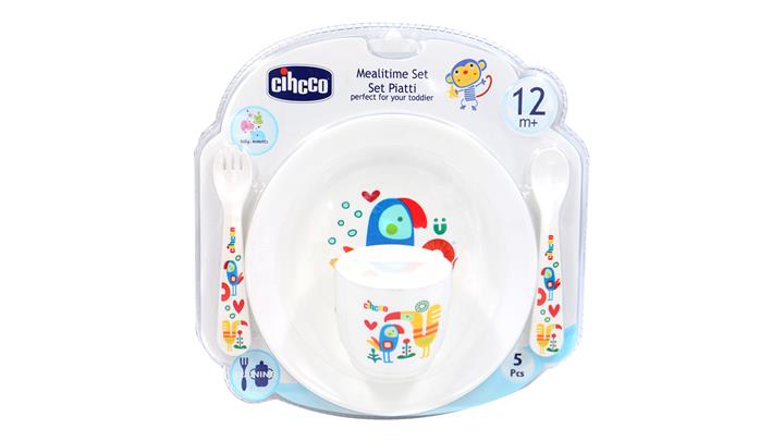 ظرف غذا خوری کودک 5 تکه طرح طوطی برند چیکو Chicco