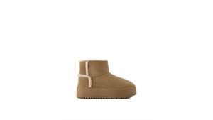 نیم بوت زنانه Faux fur lined flat ankle boots اورجینال برند BERSHKA