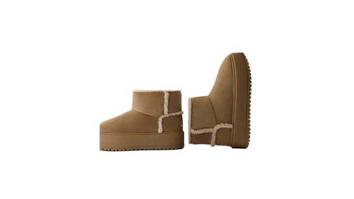 نیم بوت زنانه Faux fur lined flat ankle boots اورجینال برند BERSHKA