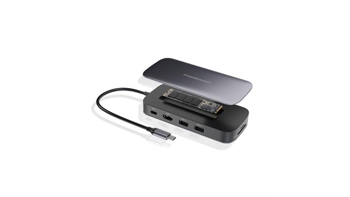 هاب 512 گیگ پاورولوژی Powerology 512GB USB-C Hub and SSD Drive