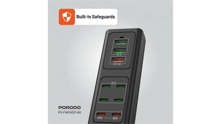 هاب شارژ USB چند پورت 85 وات پرودو Porodo 85W Multi-Port USB Charging HUB