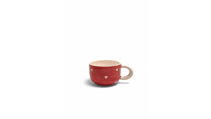 ماگ سرامیکی دست ساز مدل قلب رنگ قرمز