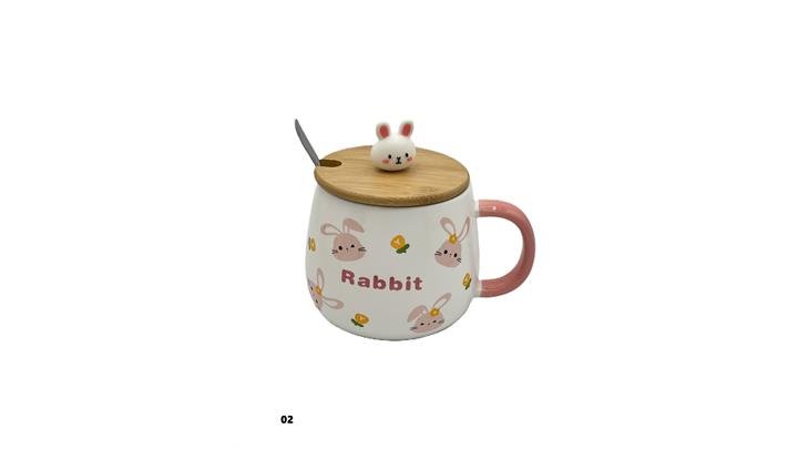ماگ سرامیکی درب دار طرح خرگوش کد 02