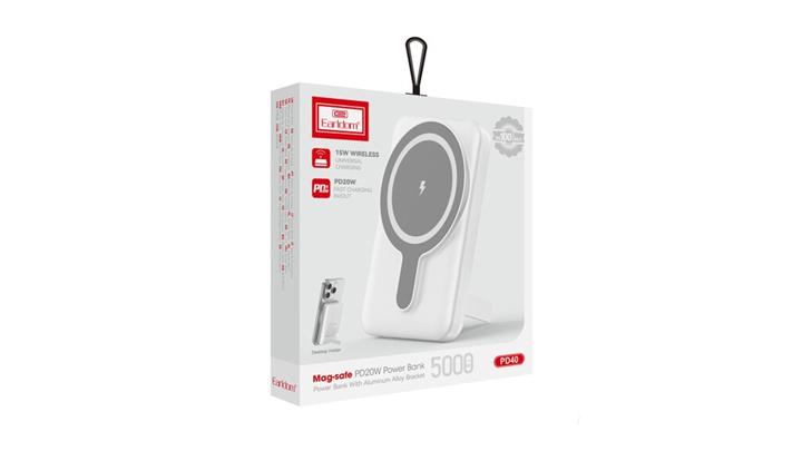 پاور بانک بی سیم فست شارژ ارلدام ET-PD40 PD 20W ظرفیت 5000 میلی آمپر