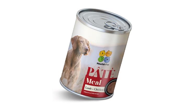 کنسرو سگ برند نوریش پت Nourish Pet طعم گوشت بره و مرغ مدل پته وزن 400 گرم