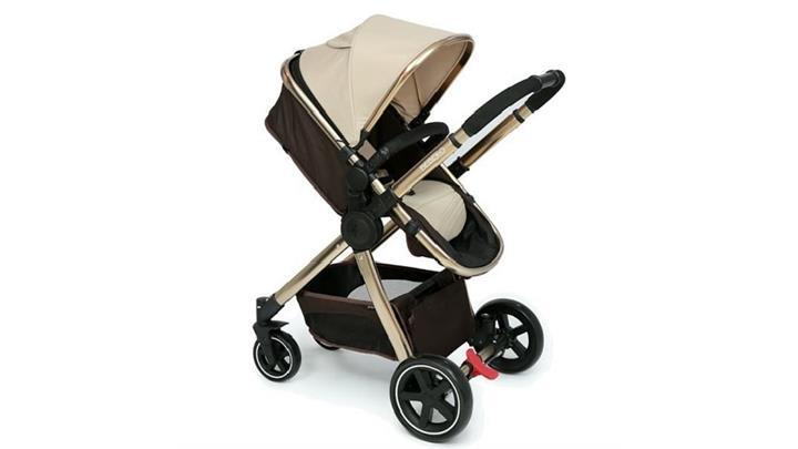 کالسکه رنگ گلد بژ برند ببکو مدل دایموند 4 چرخ Bebeko diamond stroller 