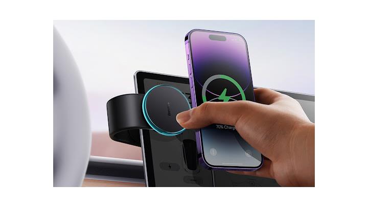 پایه نگهدارنده و شارژر بی‌سیم بیسوس مدل Baseus C02 Pro C40156000111 Magnetic Wireless Charging Car Mount