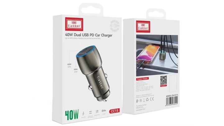 شارژر فندکی فست شارژ 40 وات ارلدام Earldom CC15 Dual USB PD Car Charger 40W