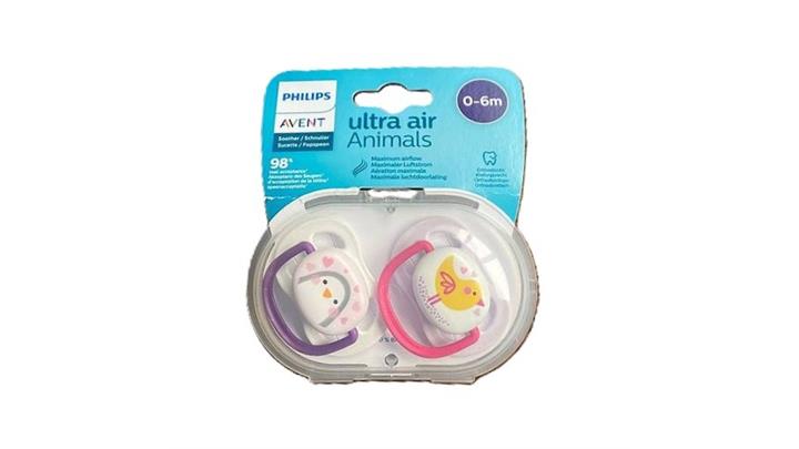 پستانک 2 عددی 0 تا 6 ماه Ultra air طرح جوجه برند فیلیپس اونت PHILIPS AVENT