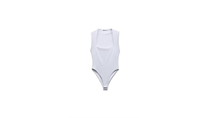 بادی زنانه اورجینال مدل polyamide bodysuit with square neckline برند zara