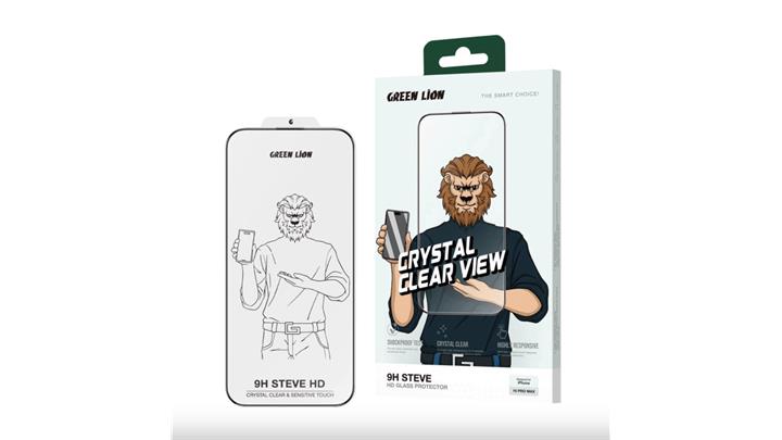 گلس گوشی آیفون 16 پرومکس گرین لاین مدل Green Lion 9H Steve HD