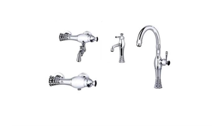 ست شیرآلات دیاکو مدل پرنس استیل براق (کروم) مجموعه 4 عددی
