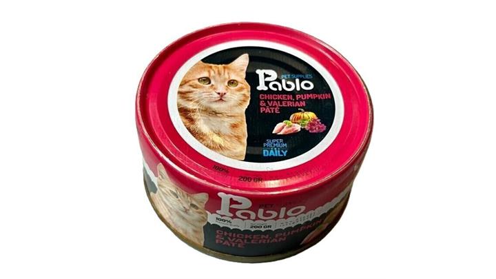 کنسرو گربه بالغ طعم مرغ و کدوحلوایی و سنبل الطیب برند پابلو Pablo وزن 200 گرم